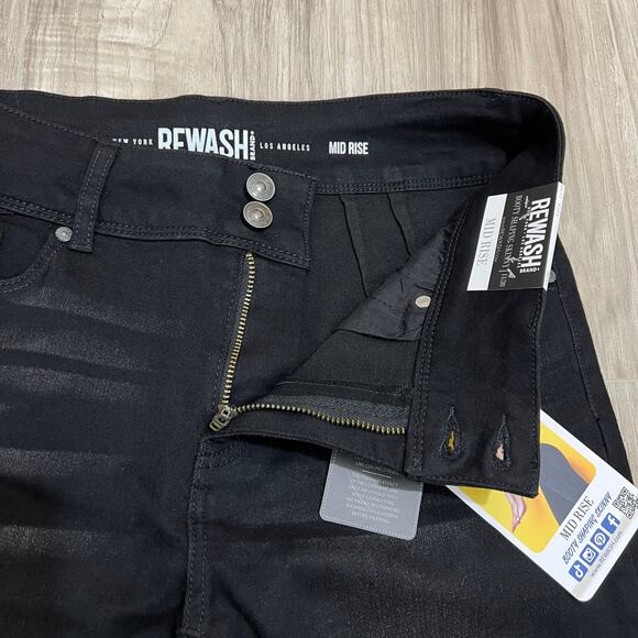 Rewash Mid Rise Booty Shaping Skinny Fit Jeans, Black Carbon Size 11/30 - Picture 9 of 10